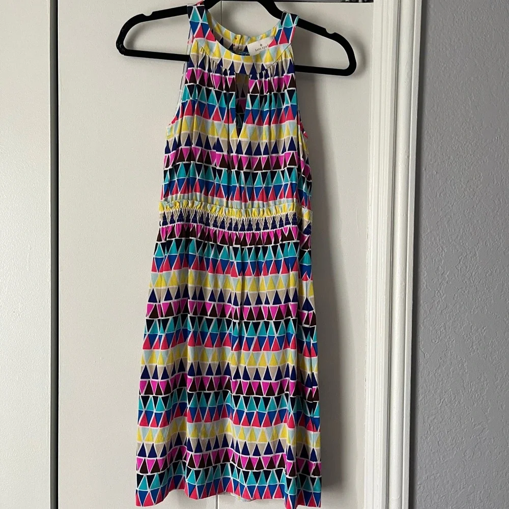 Kate Spade‎ Multicolor Triangle Print Halter Dress Sleeveless Size 4